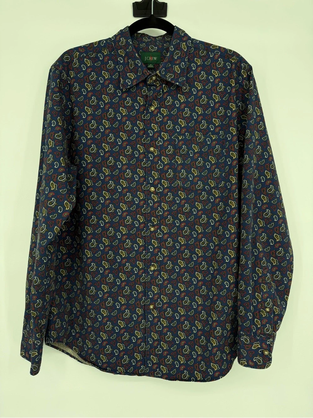 J.Crew Paisley Print‎ Button Front Shirt Indie Boho Casual Cotton Pocket Medium